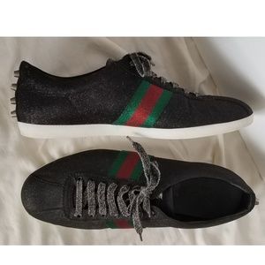 GUCCI Bambi Web Metallic Sneakers Size 10 US